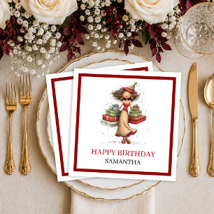 Classy Funny Woman Burgundy Script Birthday Napkin