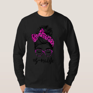 Classy G Ma Life Messy Bun Pink Leopard Print Moth T-Shirt