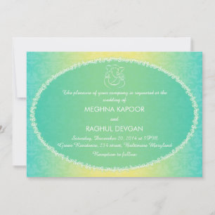 Classy Ganesha/Indian Damask Wedding Announcement