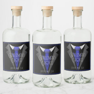 Classy Gentleman Blue Tie Liquor Bottle Label