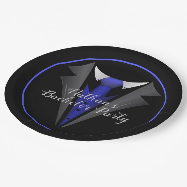 Classy Gentleman Blue Tie Paper Plate (Angled)