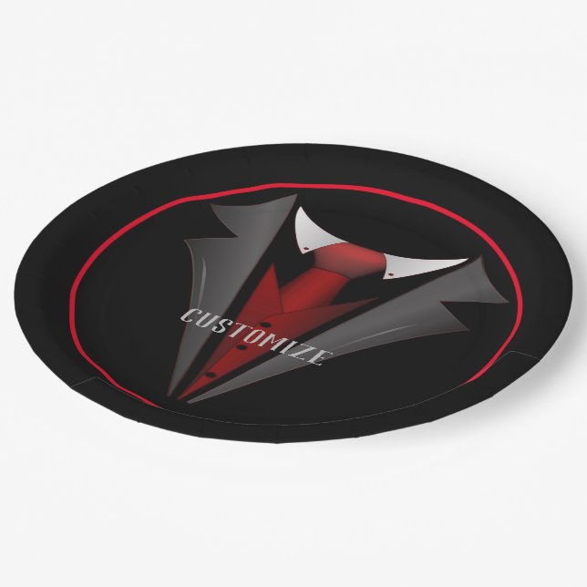 Classy Gentleman Red Tie 2 Paper Plate (Angled)