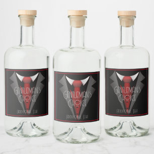 Classy Gentleman Red Tie Liquor Bottle Label