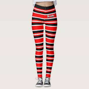 Classy Geometric Horizontal Stripes with Your Name Leggings