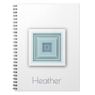 Classy Geometric Sky Blue & Purple Grey Squares Notebook