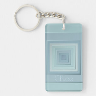 Classy Geometric Squares Key Ring