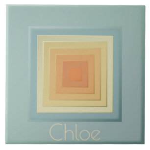 Classy Geometric Squares (light blue & yellow) Tile