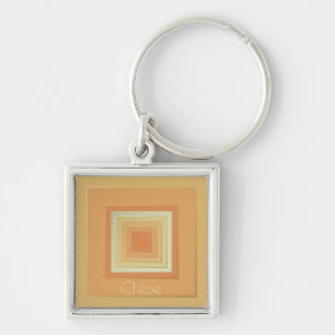 Classy Geometric Squares (soft yellows & orange) Key Ring