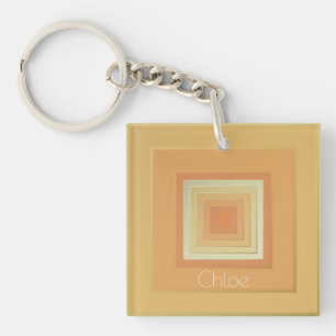 Classy Geometric Squares (soft yellows & orange) Key Ring