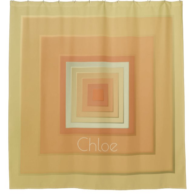 Classy Geometric Squares (soft yellows & orange) Shower Curtain (Front)