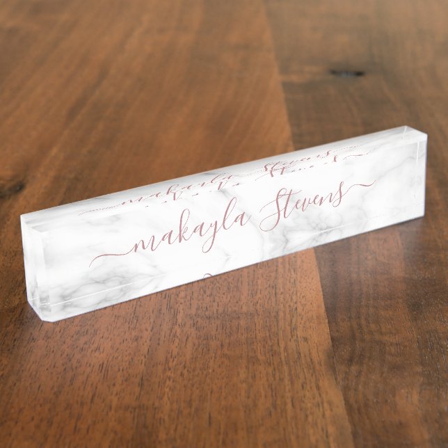 Classy Girly Luxury Marble Custom Name Nameplate (Side)