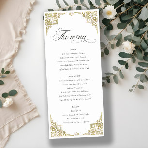 Classy Glam Gold Art Deco Ornate Wedding Menu Card