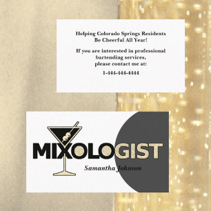 Classy Glitter Mixologist Bartender Business Card