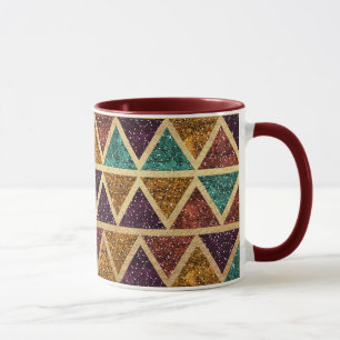 Classy Glitter Triangles Gold Foil Mug