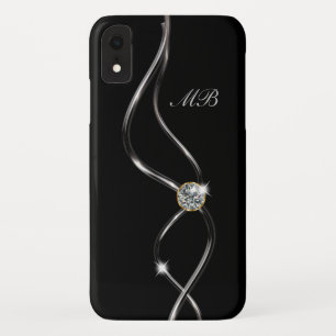 Classy Glitzy Bling Ladies Monogram iPhone XR Case