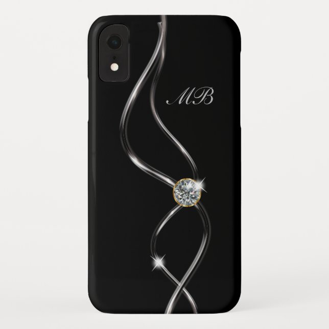 Classy Glitzy Bling Ladies Monogram Case-Mate iPhone Case (Back)