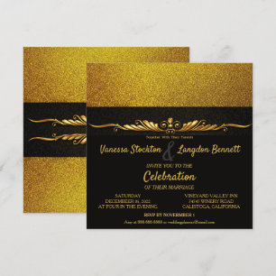 Classy Glitzy Gold Wedding Invitation