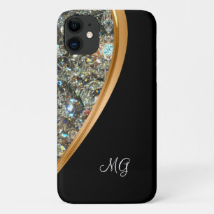 Classy Glitzy Ladies Bling Monogram iPhone 11 Case