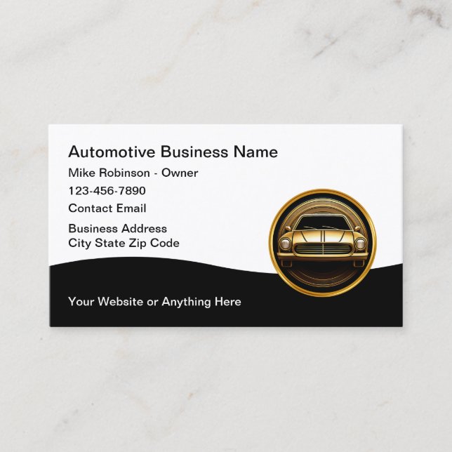 Classy Glossy Automotive Business Cards (Front)