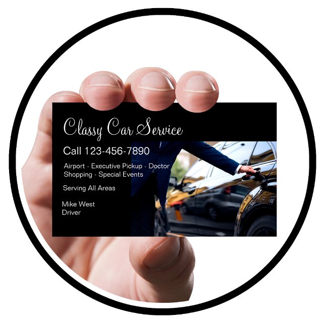 Classy Glossy Car Service Uber Driver Business Card (Creator Uploaded)