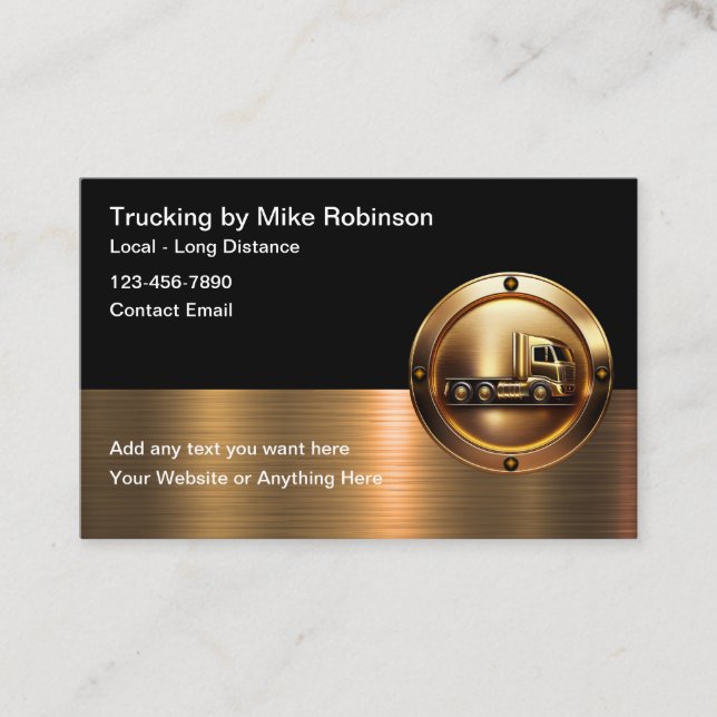 Classy Glossy Truck Driver Business Cards (Front)