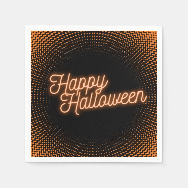 Classy Glowing Happy Halloween Napkin (Front)