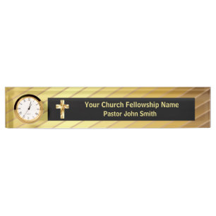 Classy Gold and Black Church Pastor Desk Nameplate