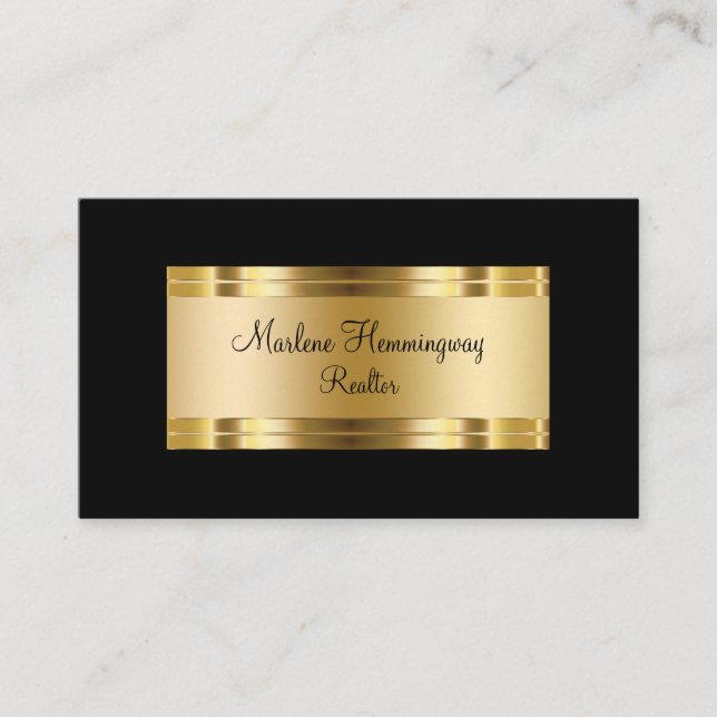 Classy Gold And Black Realtor Business Card (Front)