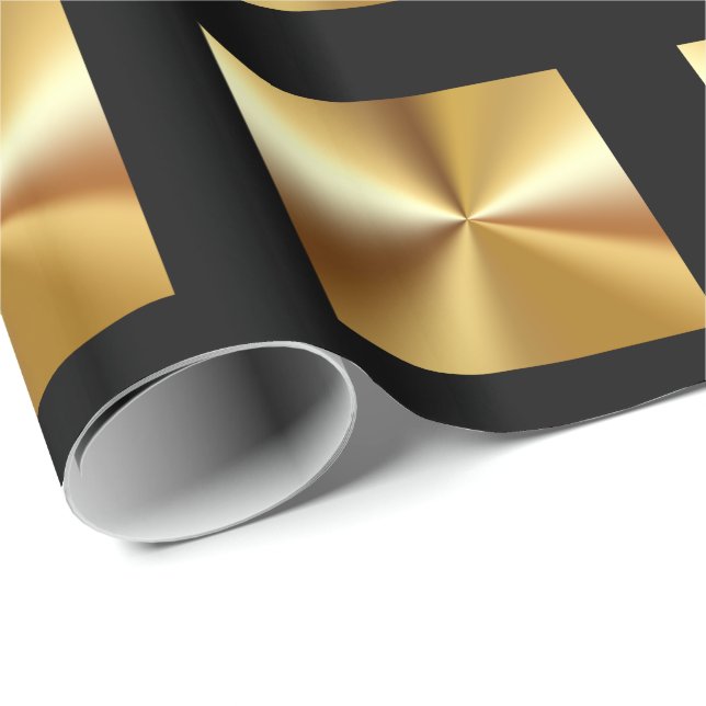 Classy Gold And Black Wrapping Paper (Roll Corner)