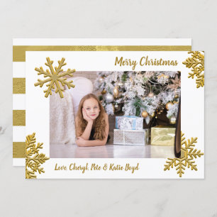 Classy Gold and White Custom Photo Christmas Invitation