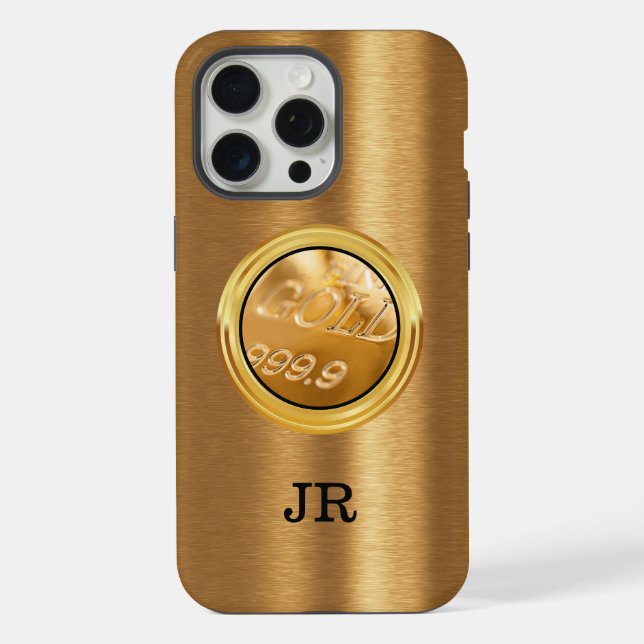 Classy Gold Bar Theme Monogram  iPhone Case (Back)