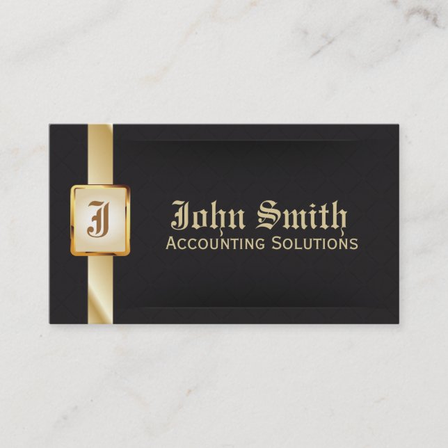 Classy Gold Belt Accounting Dark Business Card (Front)