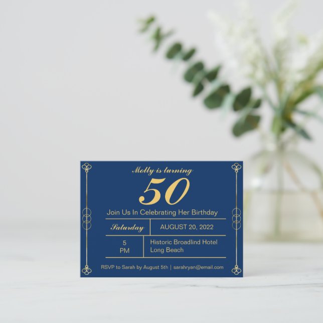 Classy Gold Birthday Invitation (Standing Front)