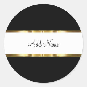 Classy Gold Black And White Monogram Stickers