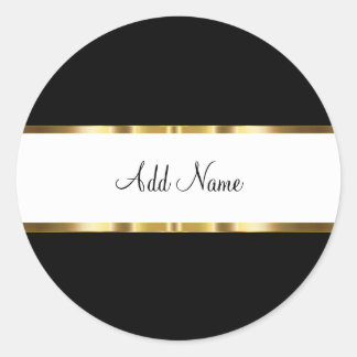 Classy Gold Black And White Monogram Stickers