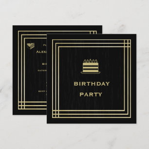 Classy Gold & Black Birthday Party Invitation