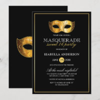 Classy Gold & Black Masquerade Sweet 16 Party
