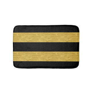 Classy Gold & Black Striped Bath mat
