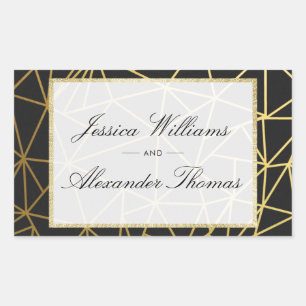 Classy Gold & Black Wedding Rectangular Sticker