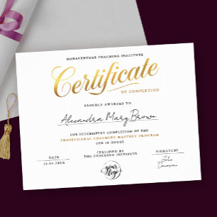 Classy Gold Certificate Logo Basic Award Diploma Poster
