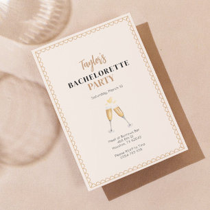 Classy Gold Champagne Bachelorette Invitation