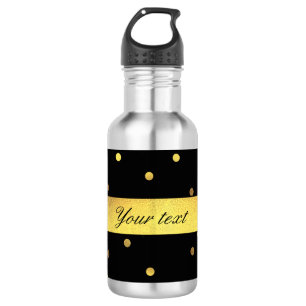Classy Gold Confetti Black 532 Ml Water Bottle
