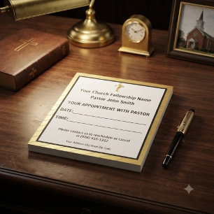 Classy Gold Cross Church Pastor Appointment Notepad