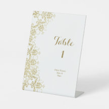 Classy Gold Damask Birthday Table Number