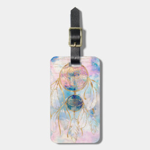 Classy Gold dreamcatcher Rainbow Clouds Sky design Luggage Tag