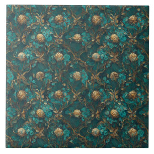 Classy Gold Flowers Tile