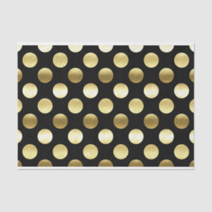 Classy Gold Foil Polka Dots Black Tissue Paper