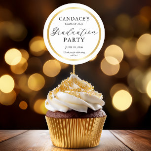 Classy Gold Frame Minimalist Graduation Party Clas Classic Round Sticker