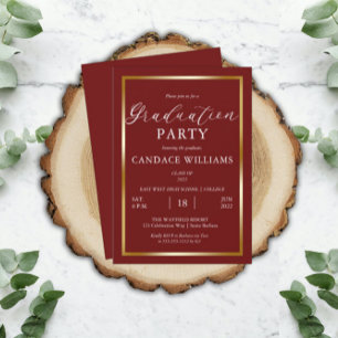 Classy Gold Frame Minimalist Graduation Party  Invitation