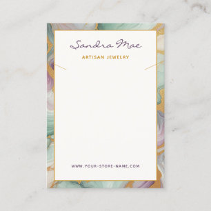 Classy Gold Glitter Marble Jewellery Display Card